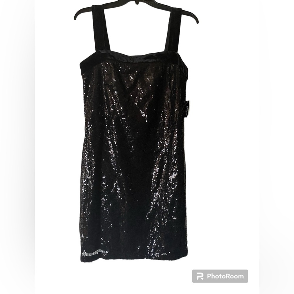 Bar III Sequined Black Mini Dress Size M